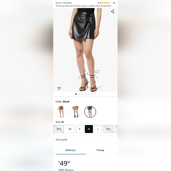 🖤 The Drop Women's Portia Vegan Leather Mini Wrap Skirt -NWT- M - Black - Picture 6 of 8